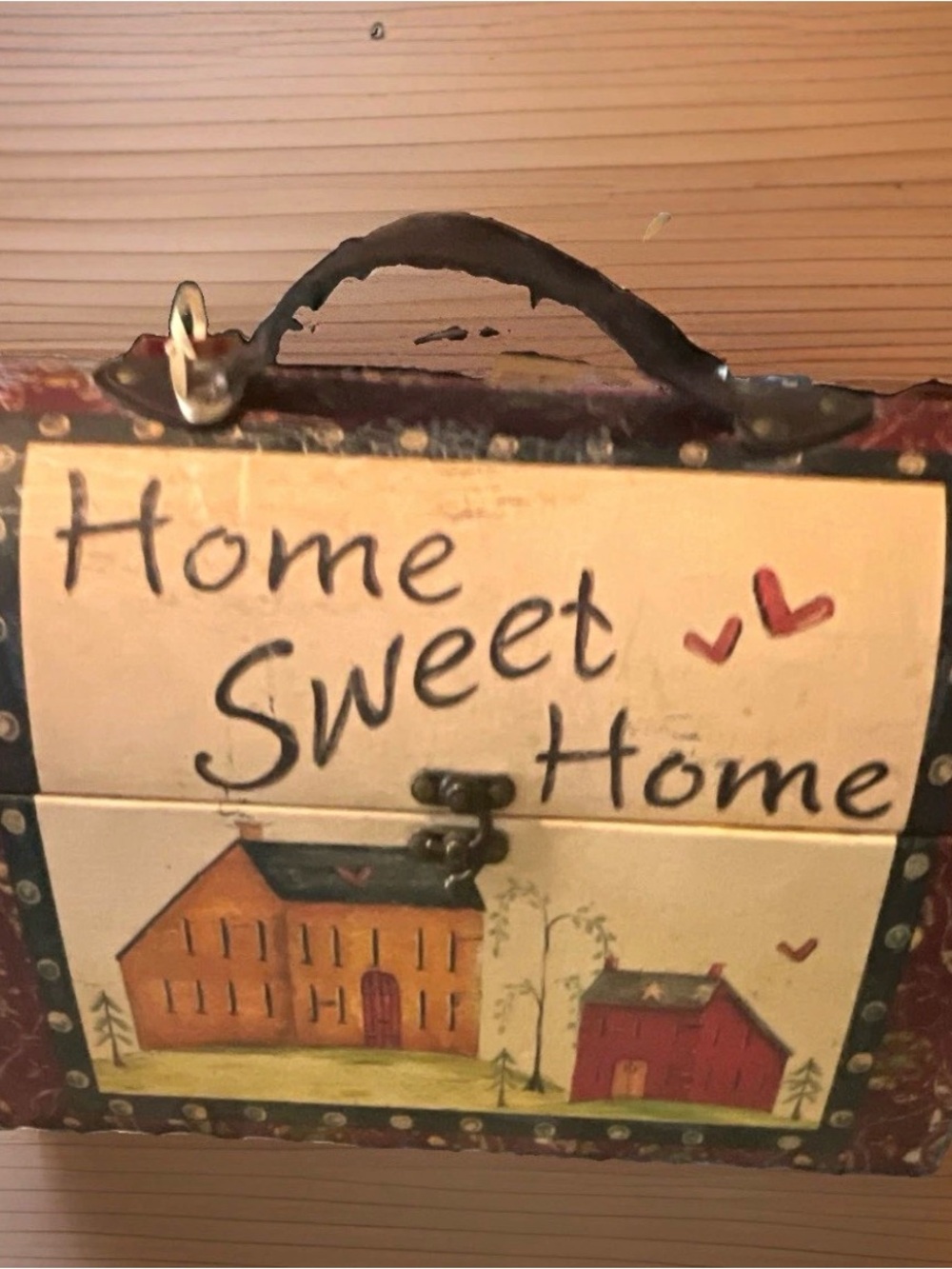 Home Sweet Home Decorative Treasure Chest Storage Box Country Barn Latch Handle